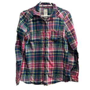 Grg plaid long- sleeve button up shirt size large